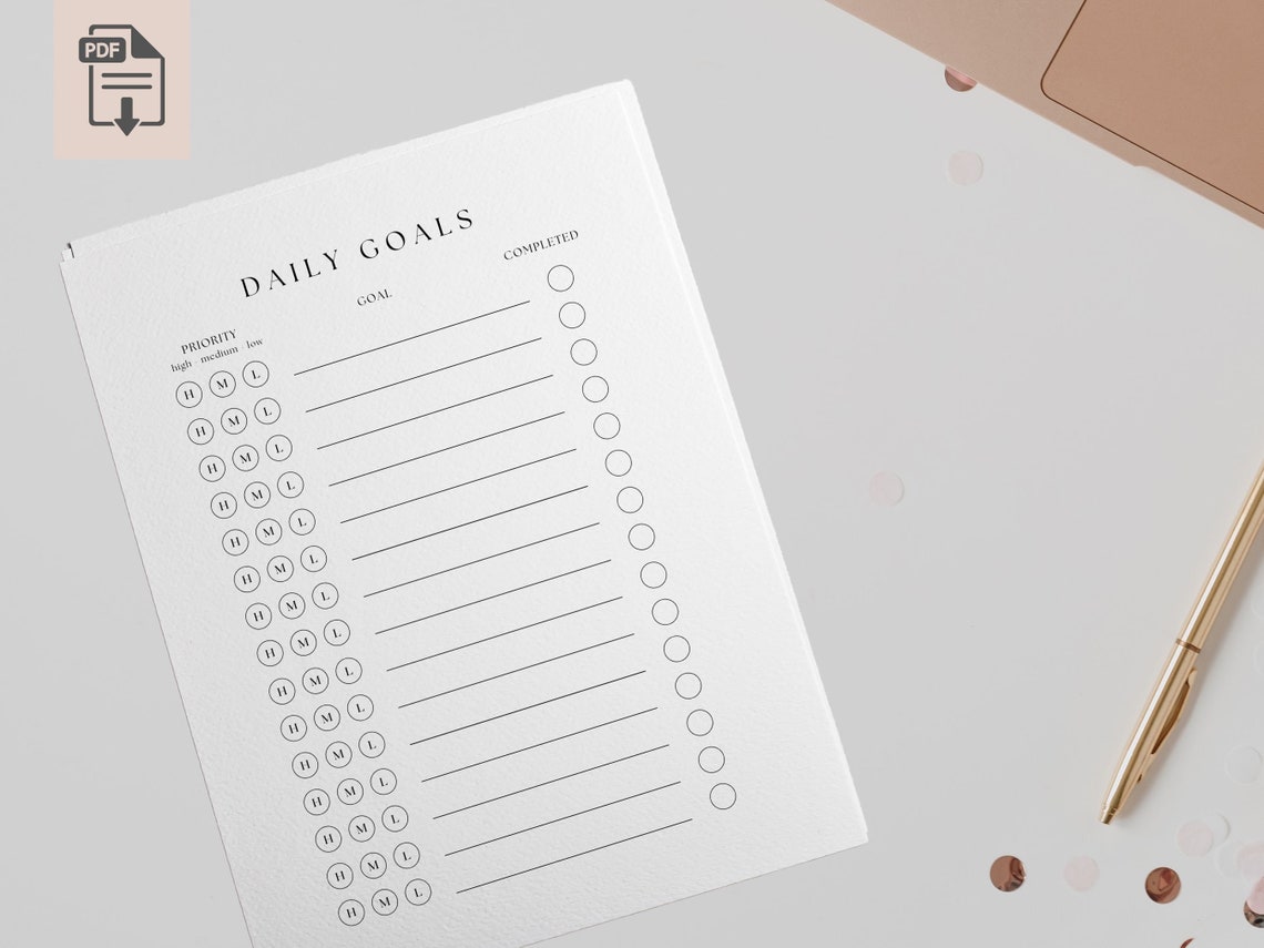 Goal Checklist Daily Goal Checklist Weekly Goal Checklist Daily