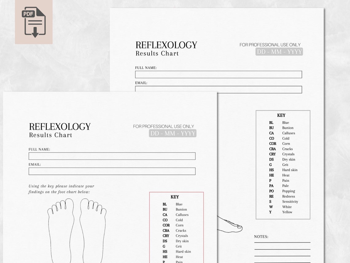 Reflexology Printable Foot Chart Form Reflexologist Foot Chart Spa Form