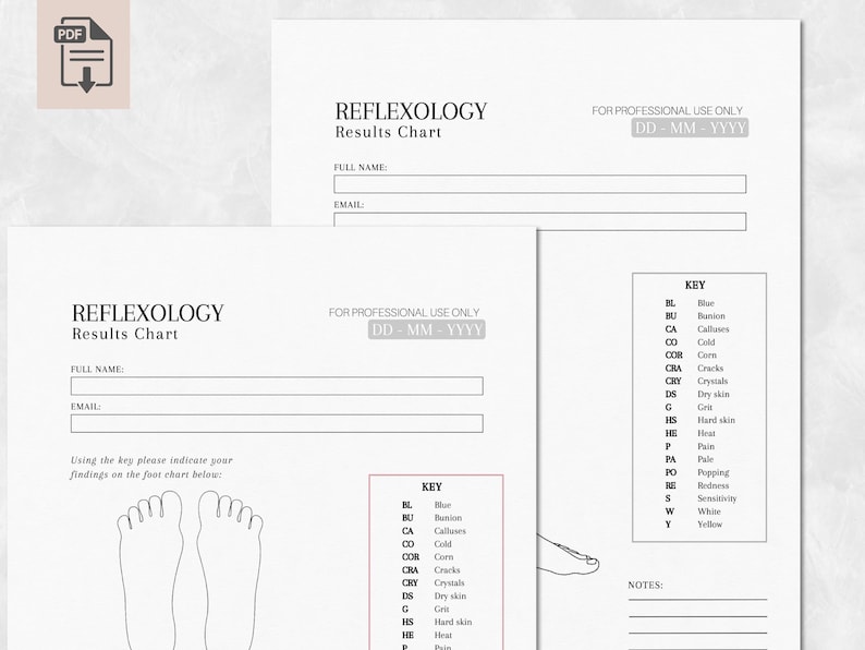 Reflexology Printable Foot Chart Form Reflexologist Foot Chart Spa Form