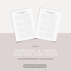 Morning and night-time routine checklist | morning routine | night-time routine | daily routine checklist | schedule  |  morning schedule