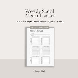 Weekly social media tracker | social media | content tracker | social media plan | social media planning | social media tracker image 1