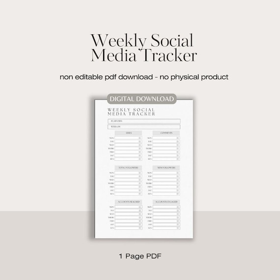Weekly social media tracker | social media | content tracker | social media plan | social media planning | social media tracker