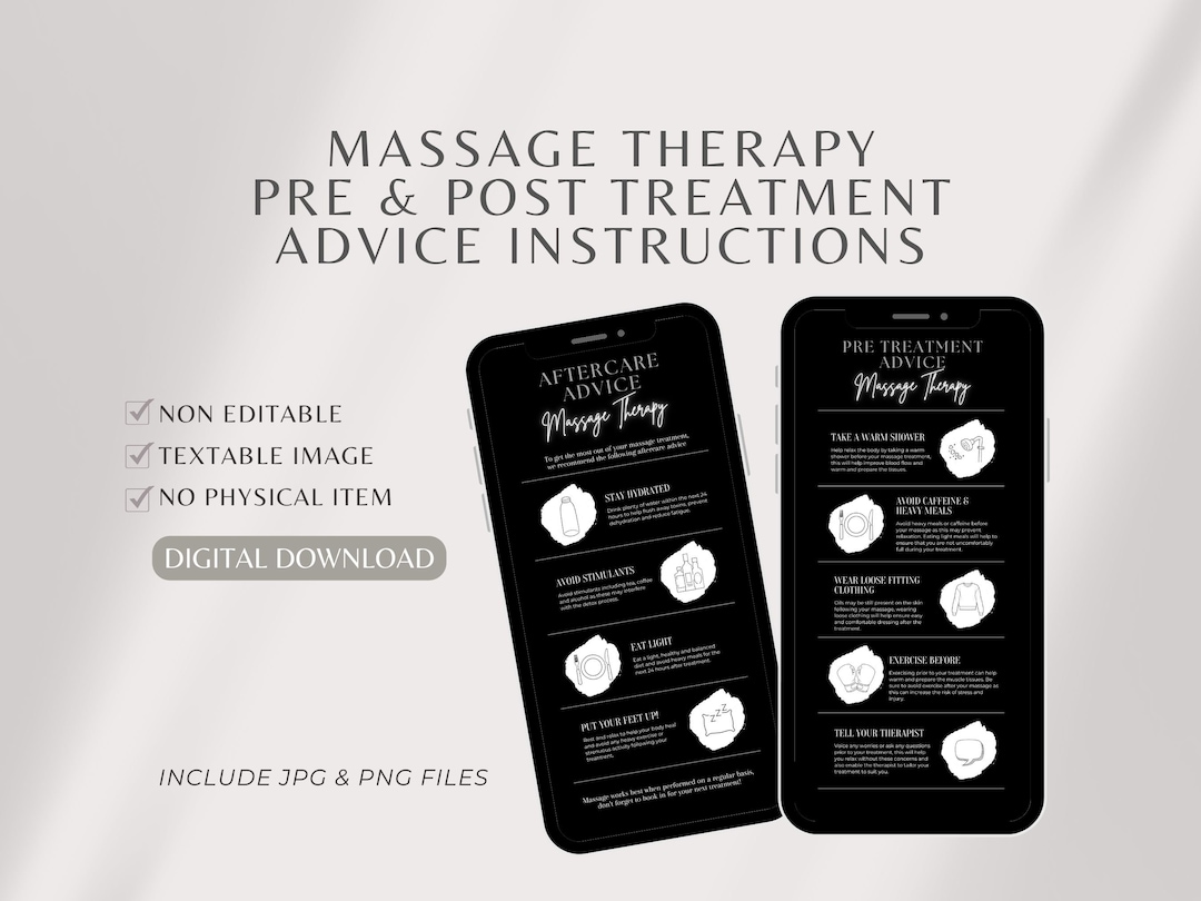 Massage Therapy Black and White Aftercare Instructions Massage Pre and