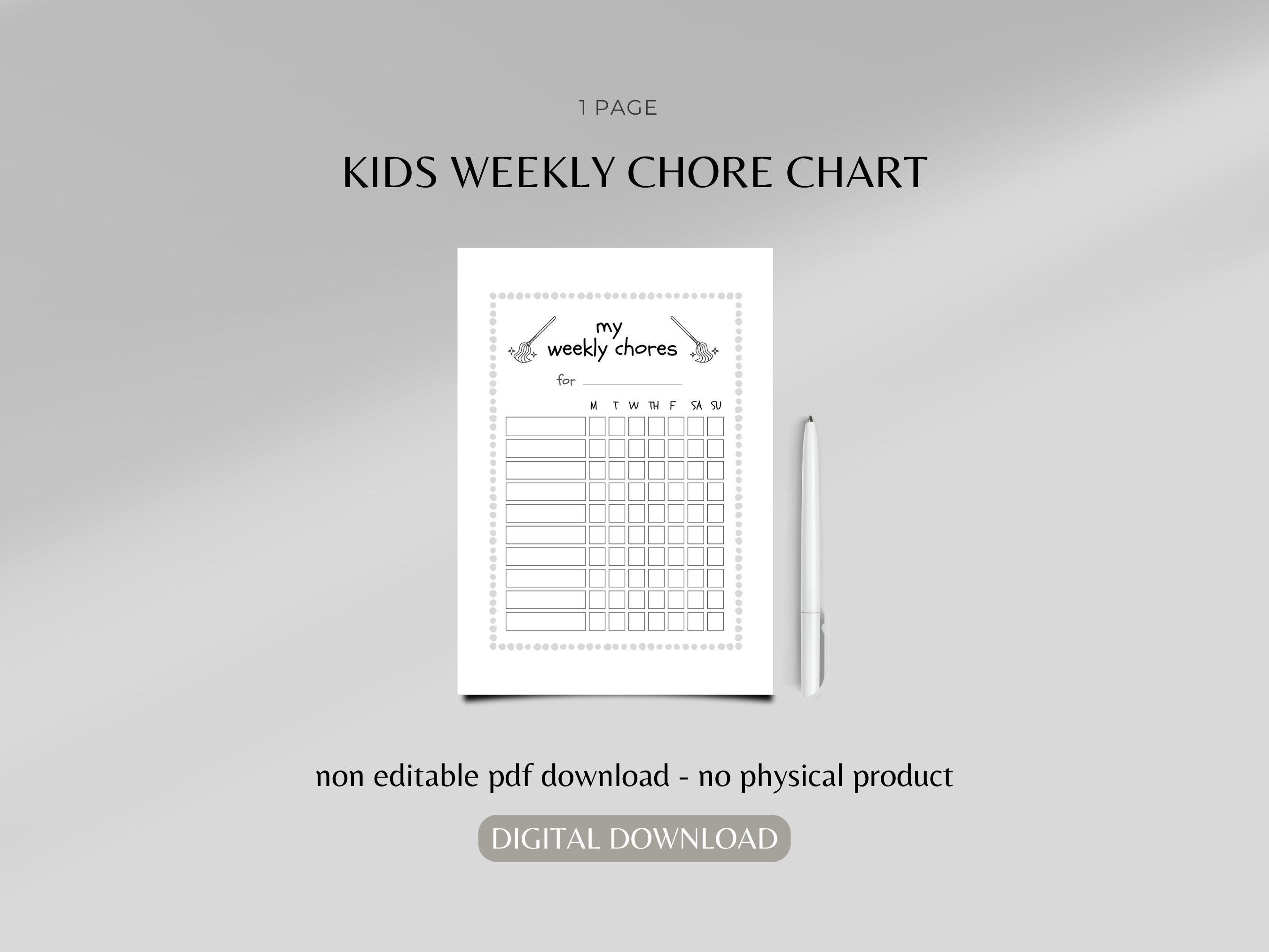 Kids Weekly Chore Chart Chore Chart Chore Record Cleaning