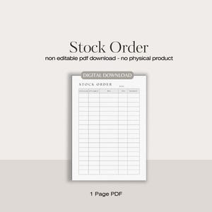 Folha de pedidos de estoque | planilha de estoque | registro de estoque | ficha de controle de estoque | registro de inventário | verificação de estoque | verificação de pedidos de estoque