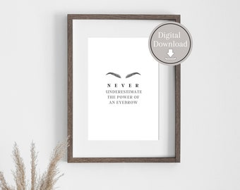 Plakat z grafiką ścienną artysty brwi | wystrój salonu | grafika ścienna salonu | wystrój pokoju kosmetycznego | artysta brwi | grafika ścienna do druku | natychmiastowe pobranie