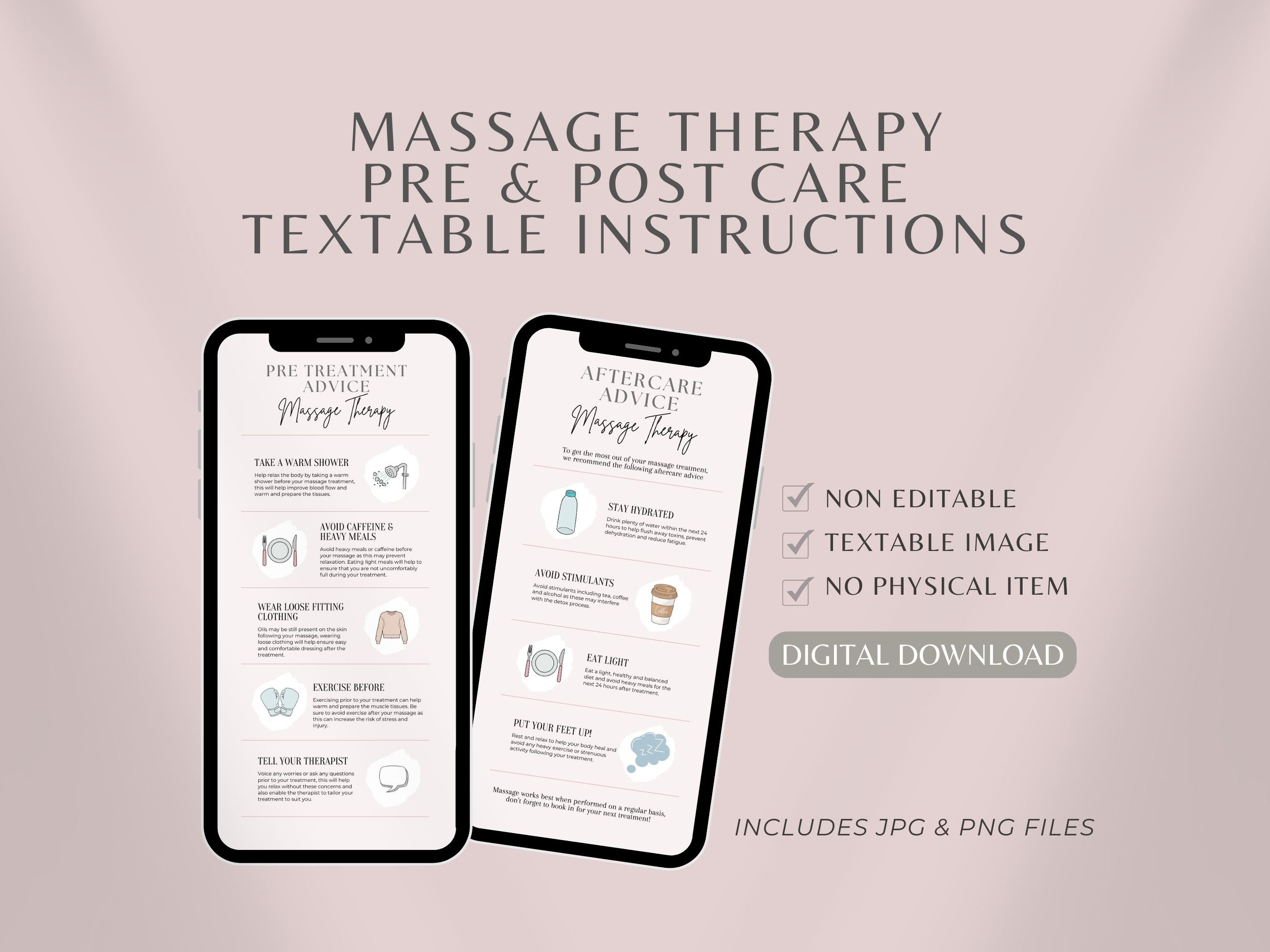 Massage Therapy Digital Textable Aftercare Advice Massage Therapy