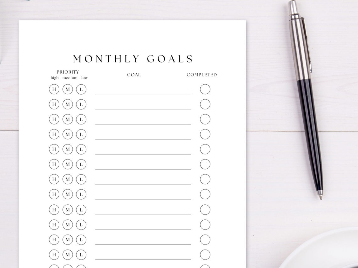 Goal Checklist Daily Goal Checklist Weekly Goal Checklist Daily Schedule Goal Planner Daily