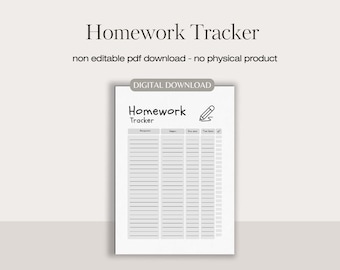Kids homework tracker  |  school homework tracker  |  printable homework tracker for kids  |  kids assignment tracker printable
