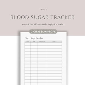 Blood sugar tracker printable | blood sugar monitor | glucose monitor tracker | health tracker | blood sugar log | glucose tracker