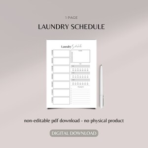 Laundry schedule | laundry | laundry planner | household planner |  housework planner |  home planner |  laundry plan