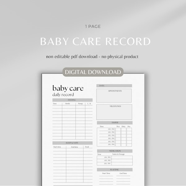 Journal de bébé quotidien | traqueur de bébé nouveau-né | carnet de soins bébé | traqueur de bébé | nouveau journal de maman | future maman | traceur de bébé imprimable | téléchargement instantané