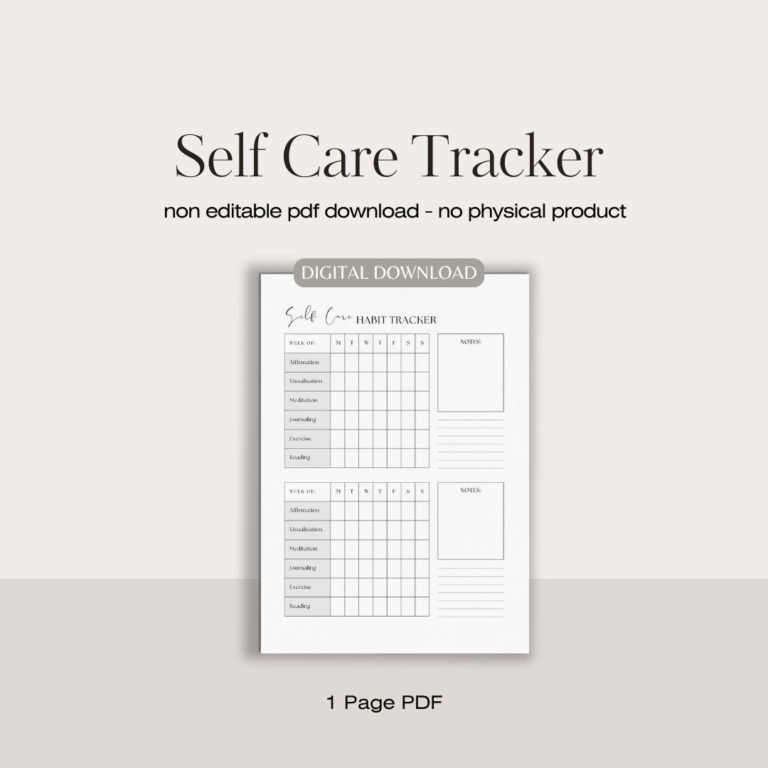 Self Care Daily Habit Tracker | Printable Selfcare Habit Tracker ...