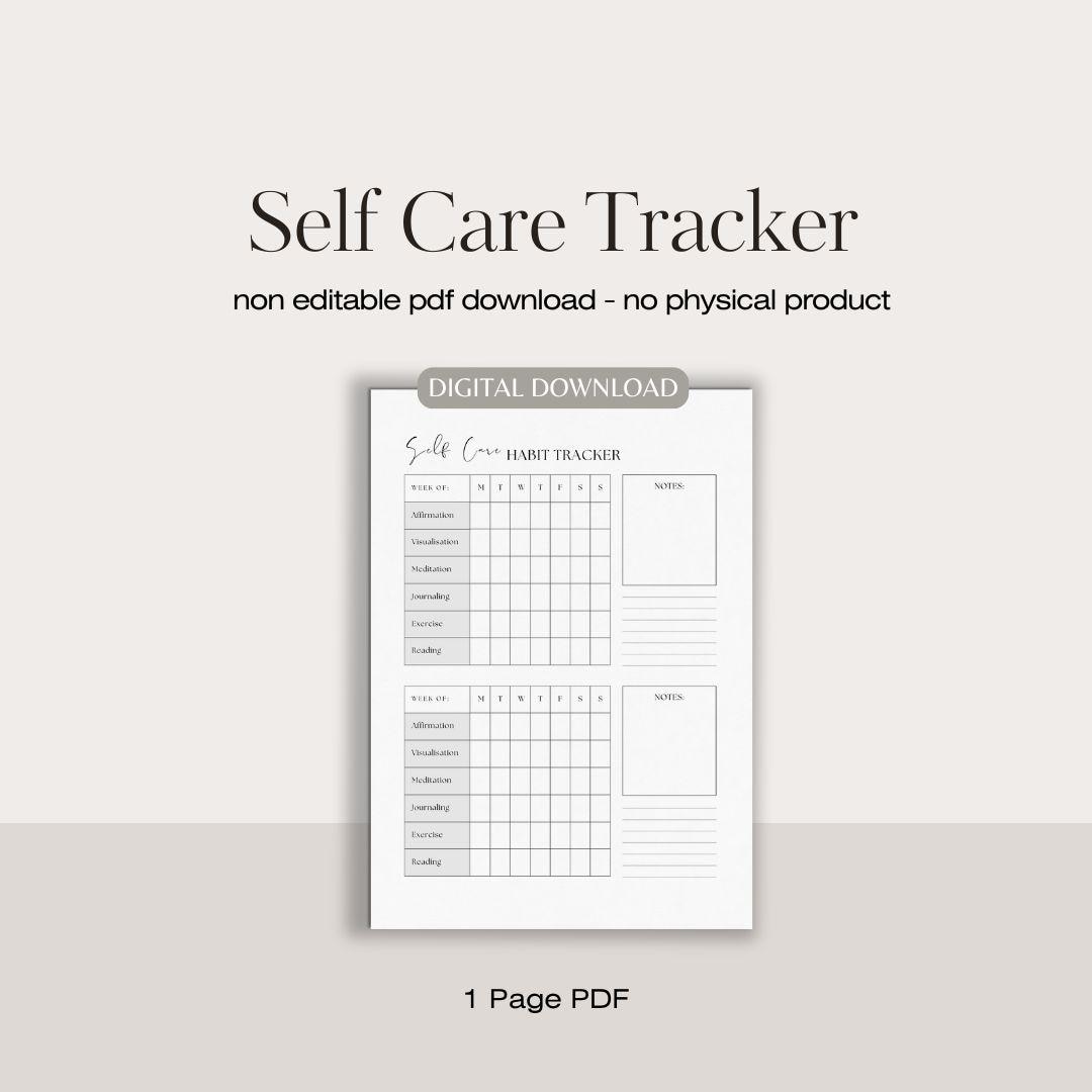 Self Care Daily Habit Tracker | Printable Selfcare Habit Tracker ...