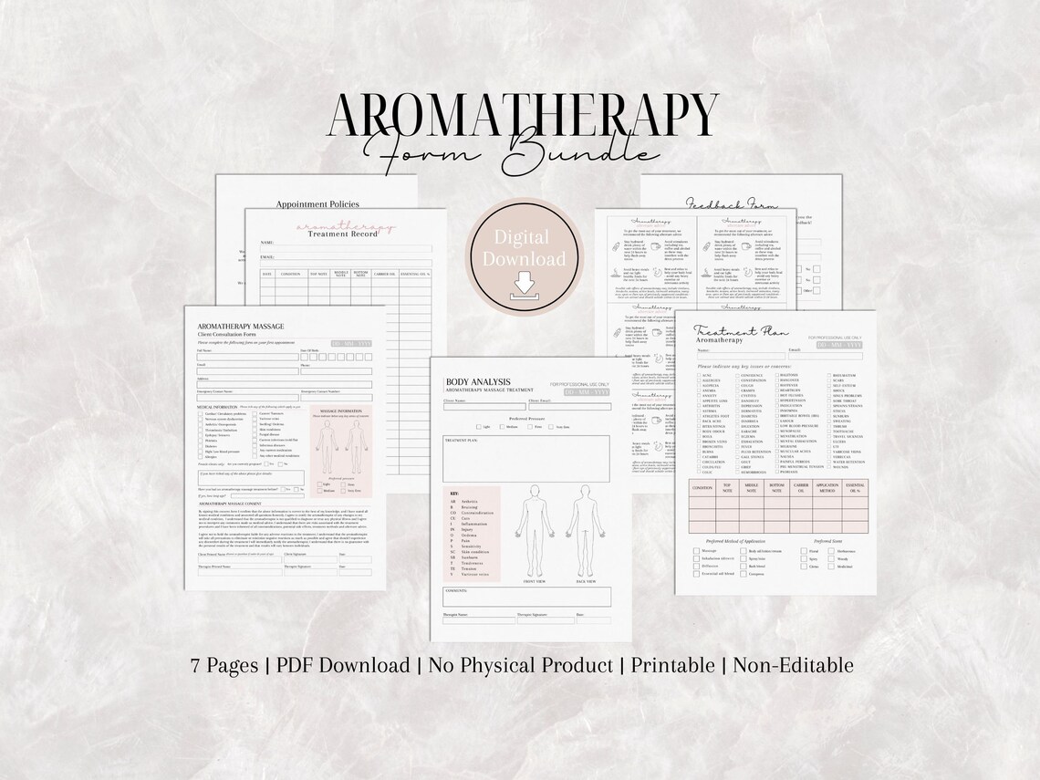 Aromatherapy Form Bundle Digital Aromatherapist Forms Etsy UK