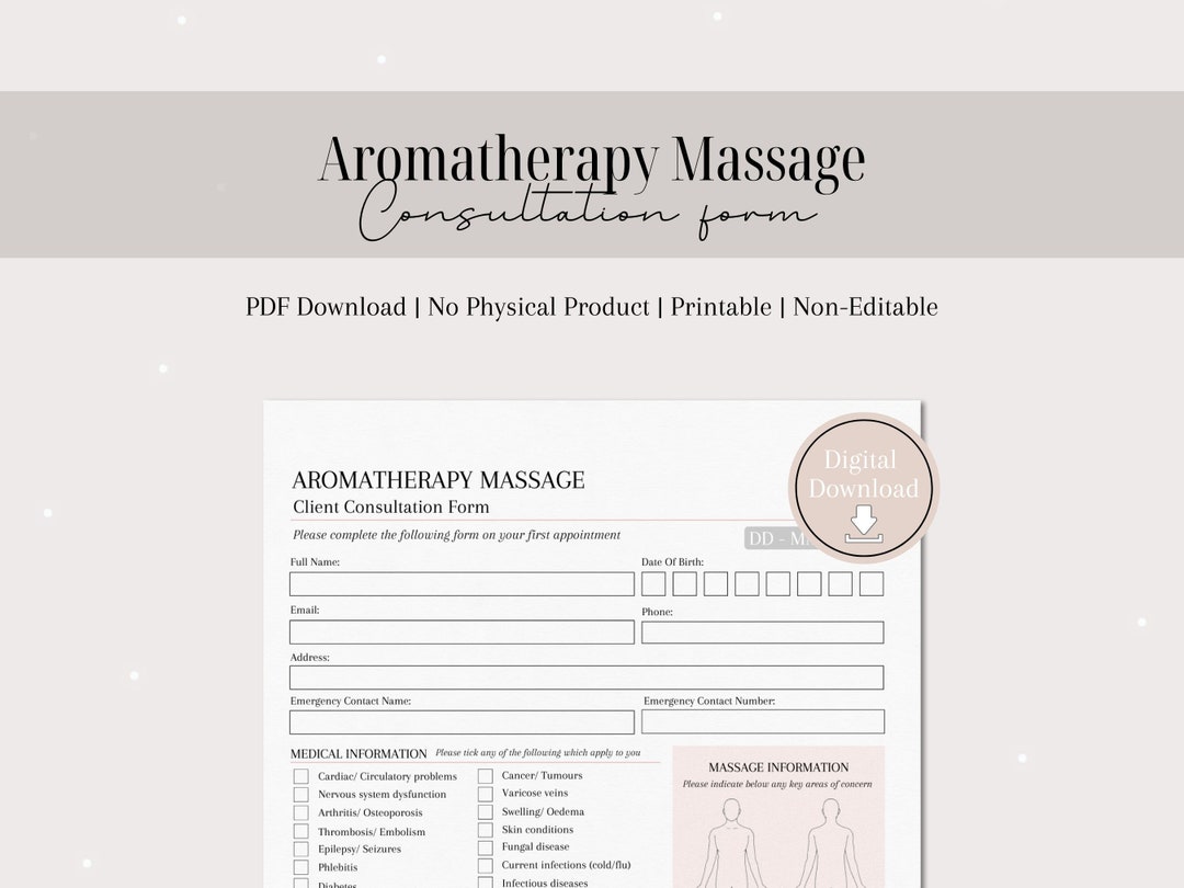 Aromatherapy Consultation Form Digital Aromatherapist Intake Etsy UK