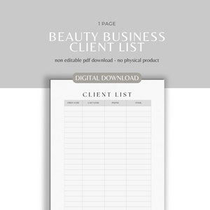 Client list | beauty therapist clients | client record |  client records |  client information |  client information list |  beauty business