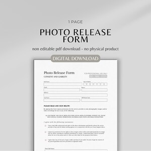 Salon Photo Release Printable Form | Beauty Photography Release Form ...