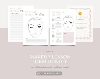 Makeup artist lesson bundle | make up artist teaching form | makeup artistry form bundle | beauty forms |  salon forms | instant download