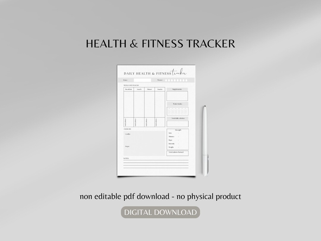 Daily Health and Fitness Tracker Exercise Tracker Health and Fitness Health and Fitness Planner