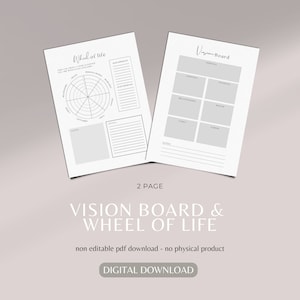 Wheel of life planner | printable wheel of life |  printable digital vision board | vision board planner |  digital wheel of life