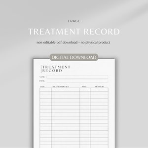 Behandlungsakte | Salon- und Spa-Formen | Schönheitsformen | Behandlungsschein | Schönheitssalon Formen | Salonformen | Geschäftsformulare