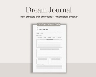 Dream journal | printable dream journal | dream diary | digital dream journal | printable dream diary | dream record | instant download