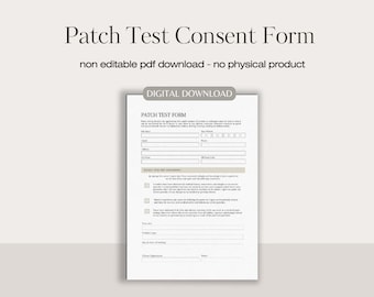 パッチテスト同意書 | クライアントパッチテスト同意書 | 美容トリートメントパッチテスト免責 | 印刷可能な美容パッチテスト同意書