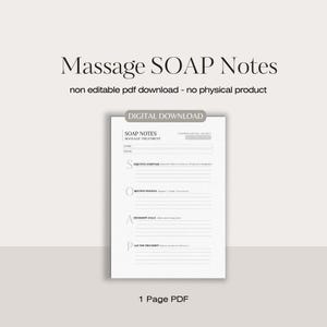 Formulario SOAP de masaje / Evaluación de masaje / Formulario de masaje imprimible / Formulario para negocio de terapia de masaje / Formulario para spa / Descarga instantánea / Formulario digital