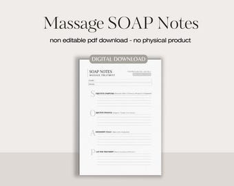 Massage SOAP form | massage assessment | printable massage form | massage therapy business form | spa form | instant download | digital form