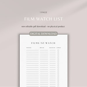 Film watch list | movie | watch movies | movie watching | movie tracker | digital film tracker | digital movie tracker | film tracker