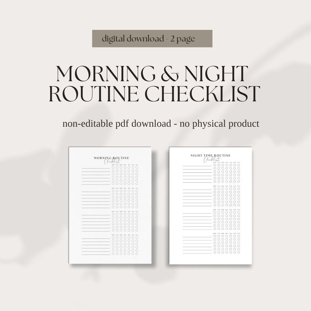 Morning and Night-time Routine Checklist | Morning Routine | Night-time