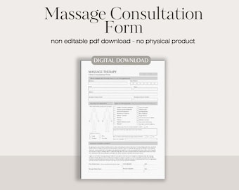 Massage consultation form | massage client intake | digital consent form | beauty spa form | client intake | instant download