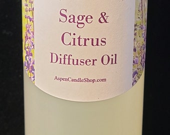 Reed Diffuser Fragrance Oil's 8 oz Refill - SAGE & CITRUS - Free Shipping!
