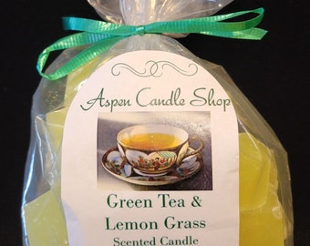 Tart Melts - GREENTEA & LEMONGRASS  - 6 oz  - HIGHLY fragrant - (Clam Shells are only 2- 3 oz's) - scented candle - Free Shipping