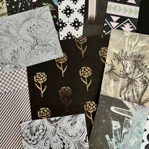 PACCHETTO DI CARTA NERA / Confezione di carta artigianale, album di ritagli, pezzi di diario spazzatura, materiali per collage, colori di Halloween, posta ordinaria, artigianato, borsa regalo /