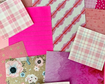 PINK PAPER BUNDLE | Craft Paper Pack Junk Journal Pieces Cute Scrapbook Materials Collage Paper Crafter Gift Paper Supplies Grab Bag |