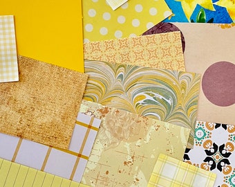 GELBES PAPIERSET | Kraftpapier-Pack Junk Journal Stücke Sonnige Collage Papier Scrapbook Materialien Post Geschenk Handwerk Grab Bag Lieferungen |