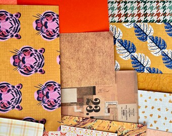 ORANGE PAPER BUNDLE | Craft Paper Pack Scrapbook Pieces Junk Journal Pieces Collage Materials Autumn Colours Snail Mail Crafting Grab Bag |
