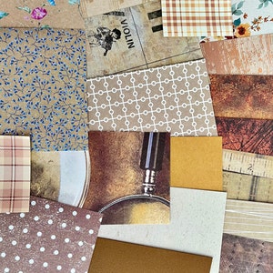 BRAUN PAPIERBÜNDEL | Handwerk Papier Pack Scrapbook Zubehör Junk Journal Stücke Collage Materialien Vintage Papiertöne Papier Grab Bag |