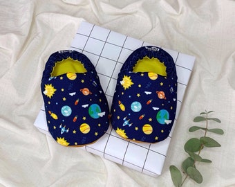 Outerspace Baby Booties | Soft Soles Baby Shoes | Crib Shoes