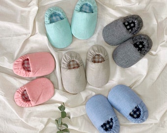 Cotton Linen Baby Booties | Soft Soles Baby Shoes | Crib Shoes