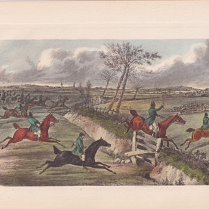 Early Foxhunt Foxhound Dogs Equestrian Horsemen Fox Hunting Antique Horse Art Print