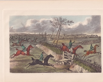 Early Foxhunt Foxhound Dogs Cavaliers équestres Chasse au renard Cheval antique Impression artistique