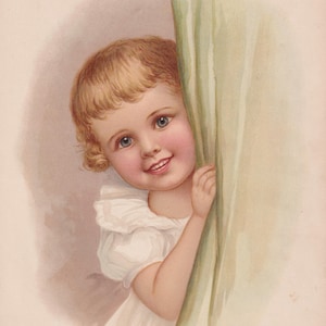 Beautiful Little Girl Art Print Antique Lithograph 1904