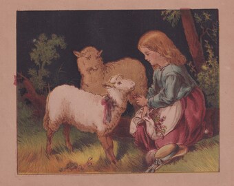 母の喜び アンティークリトグラフ E.B. & E.C. ケロッグ印刷 - Etsy 日本