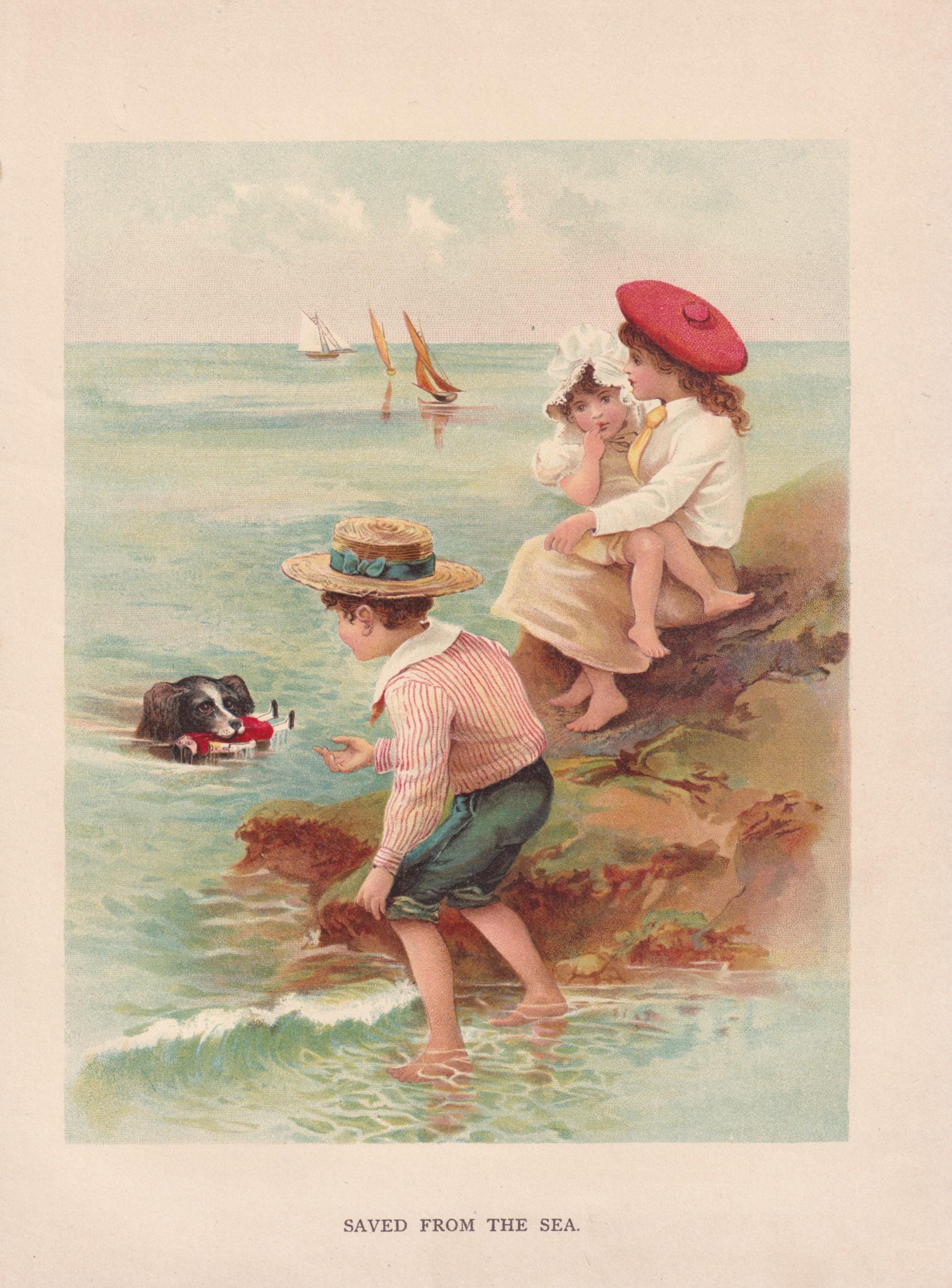 Victorian Lithograph Little Girl and Dog - Etsy