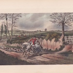 Early Fox Hunting Foxhound Dogs Equestrian Horseman Hunt Scene Antique Horse Art Print
