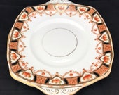 Imari Style Cake Plate 10 quot Sandwich Platter, English Hand Painted Transferware Porcelain, 1920 39 s Roslyn China Reid Co, Very Good Condition