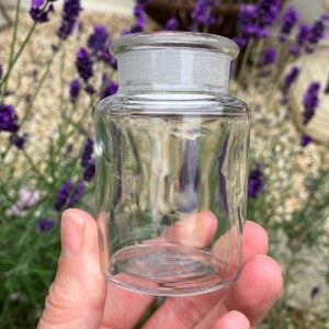 Chemist Apothecary Jar, No Stopper, Clear Glass Jar, Circa 1920-40, Clean & Clear, Immaculate Condition, 2.75&quot; x 1.75&quot;